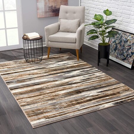 Homeroots 5 x 8 ft. Beige Rustic Strokes Area Rug 393993